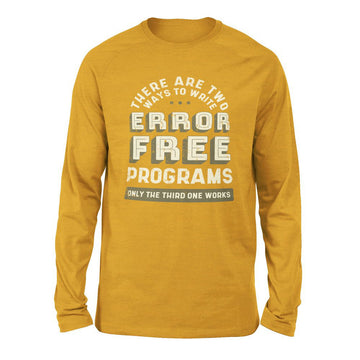 How Many Ways To Write Error Free Programs Men/Unisex Drop Shoulder Sweatshirt in Heather Mustard color